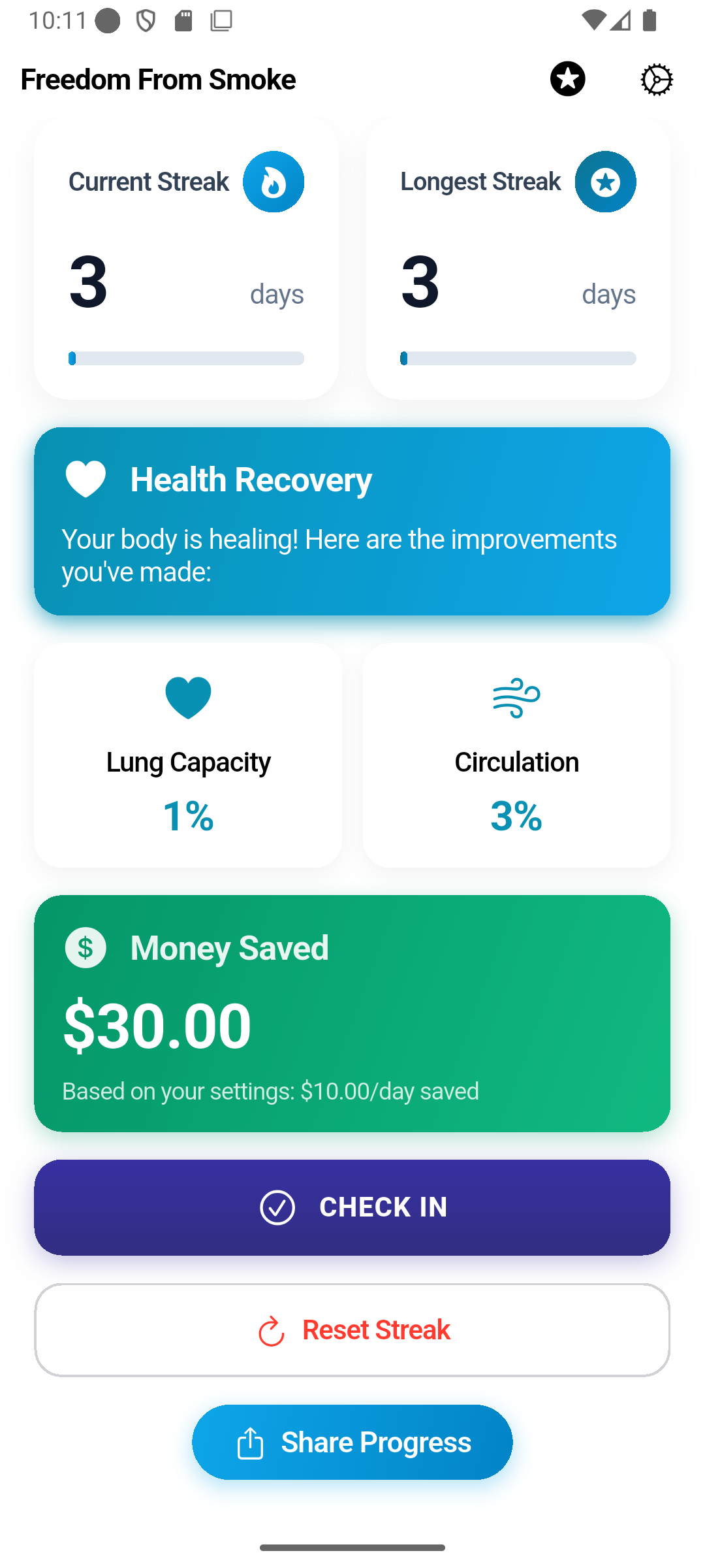 Freedom From Smoke App Screenshot