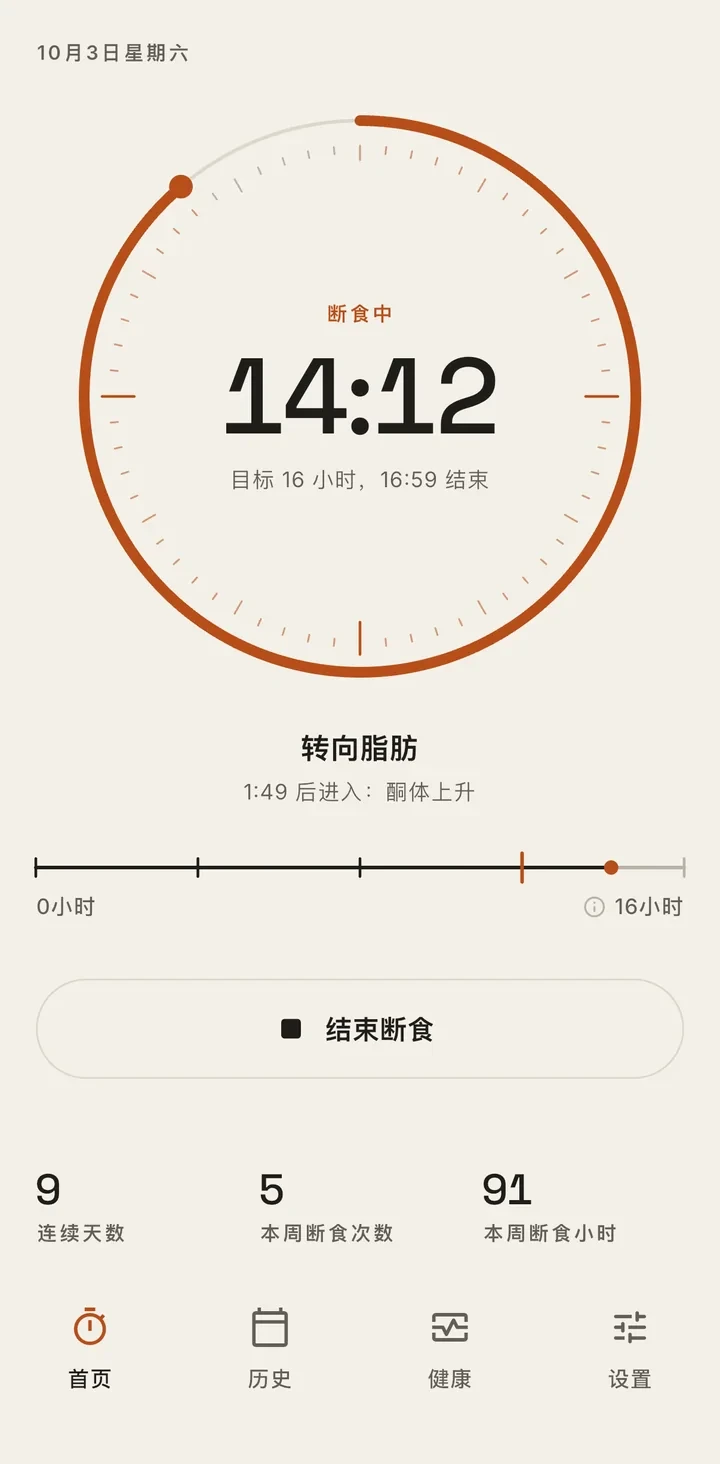 Plainfast fasting timer screenshot