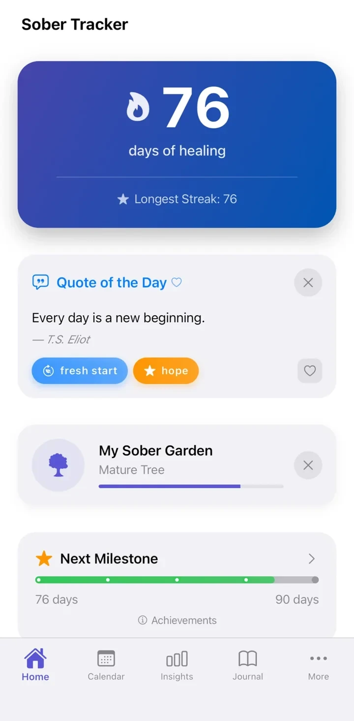 Sober Tracker App Screenshot