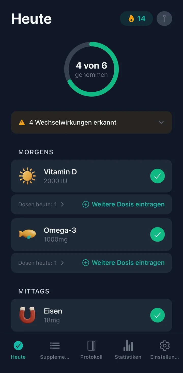 Supplement Tracker App Screenshot