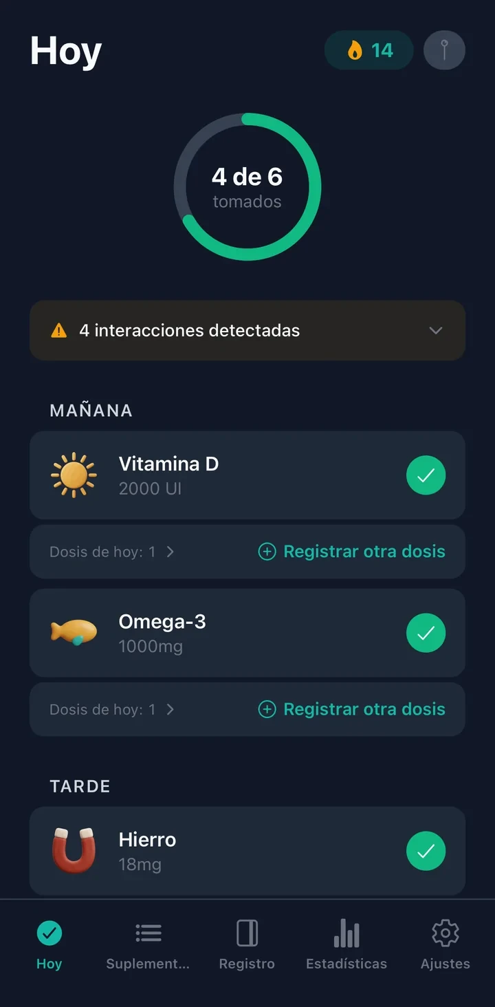 Supplement Tracker App Screenshot