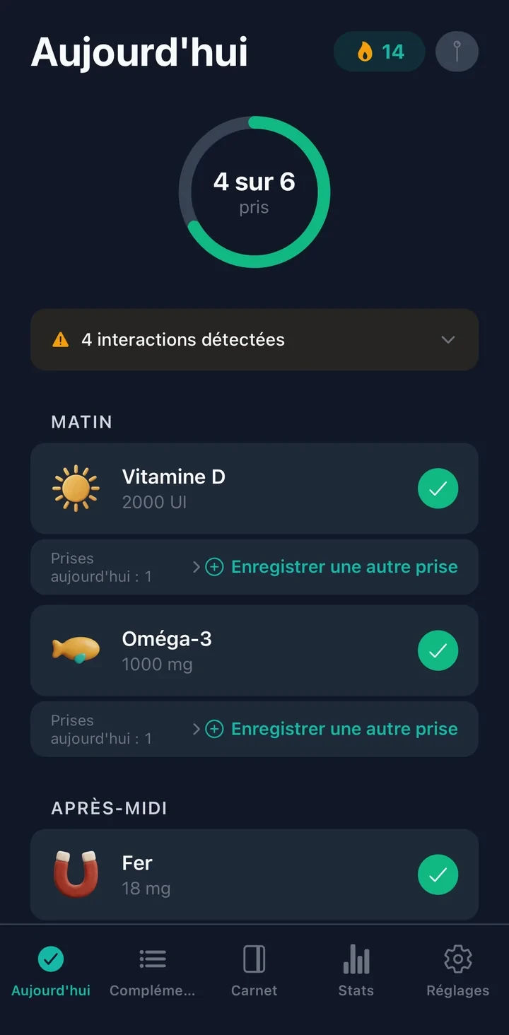 Supplement Tracker App Screenshot