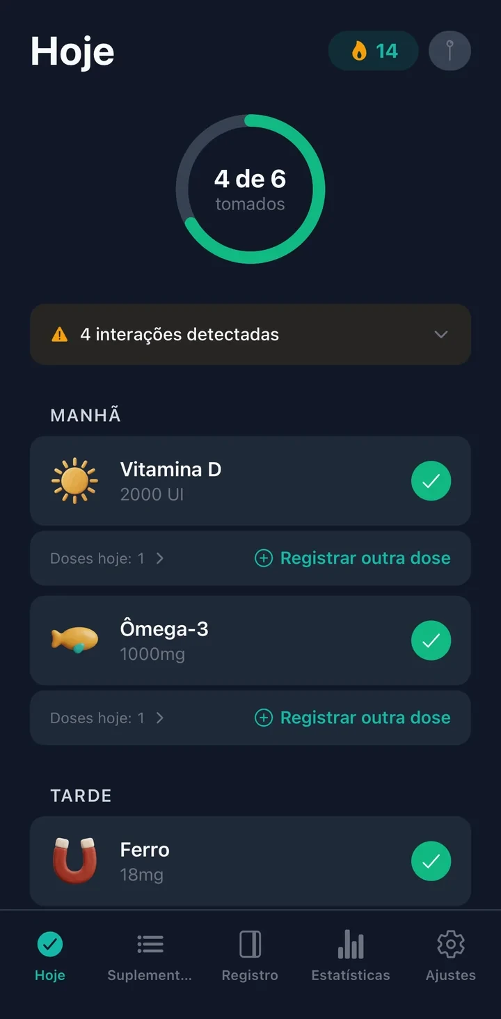 Supplement Tracker App Screenshot