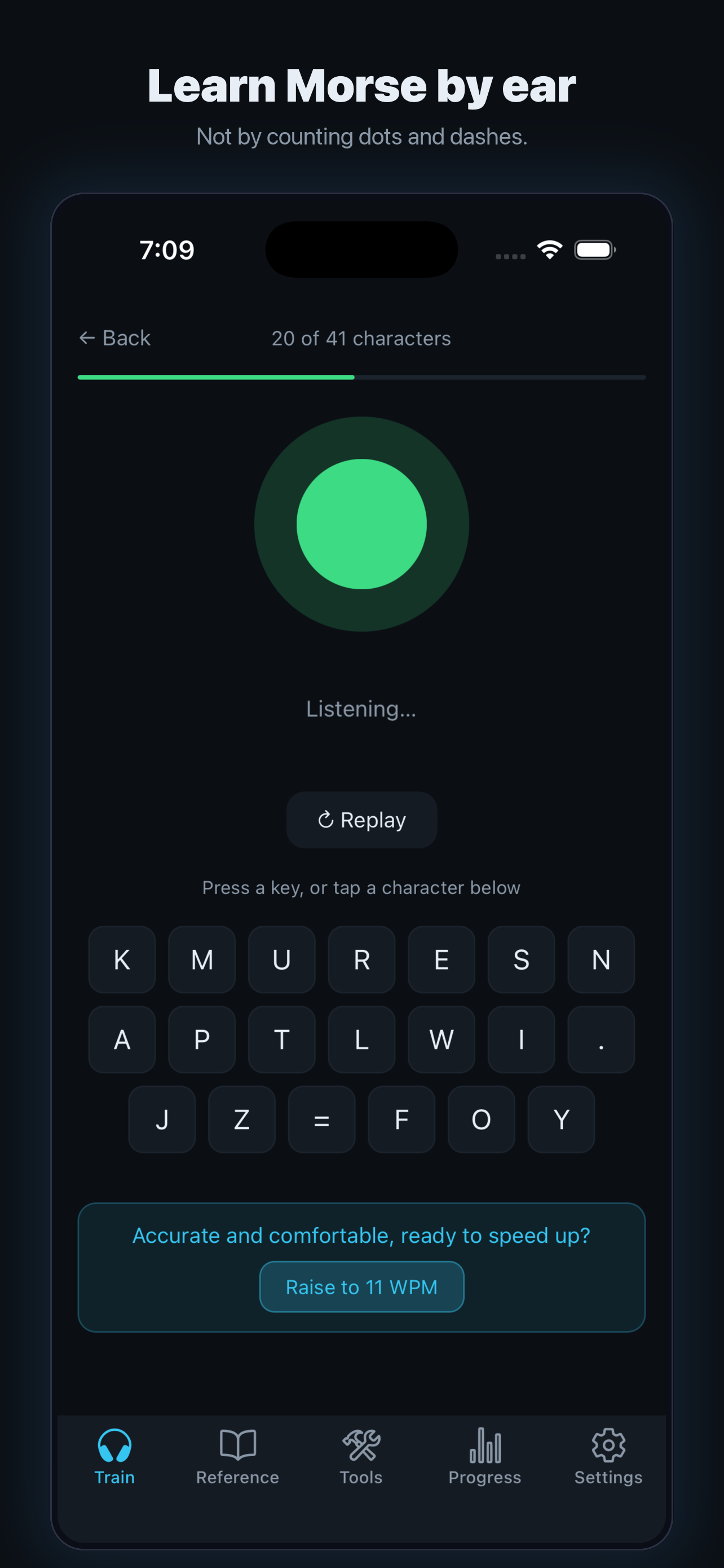 Cadenza Morse Code Trainer app screenshot