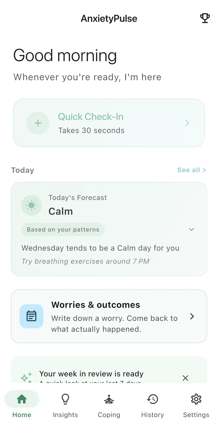 Anxiety Pulse App Screenshot