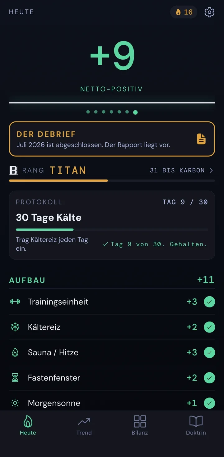 Baseline Discipline Tracker App Screenshot