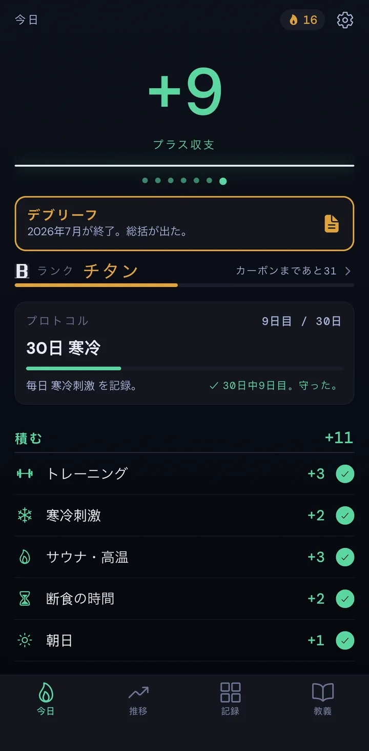 Baseline Discipline Tracker App Screenshot