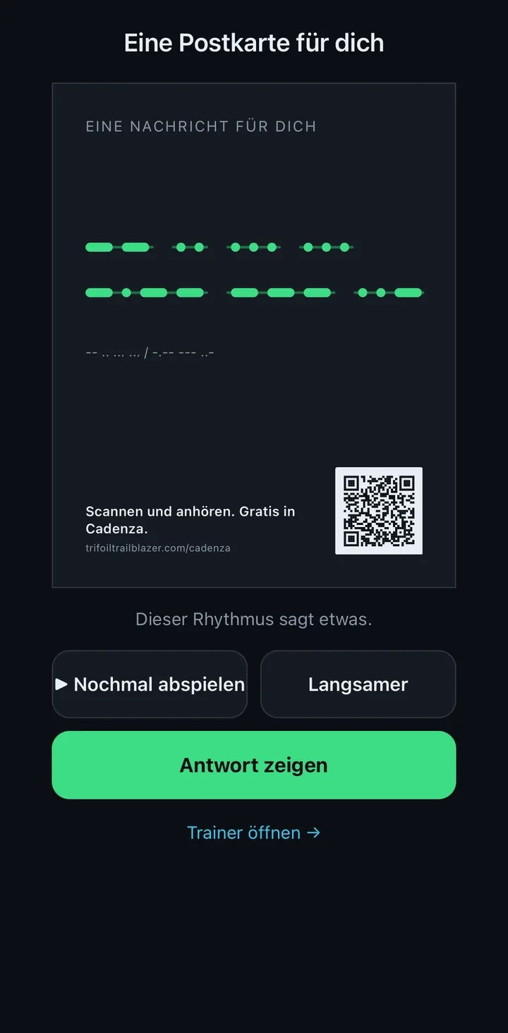 Cadenza Morse Code Trainer app screenshot