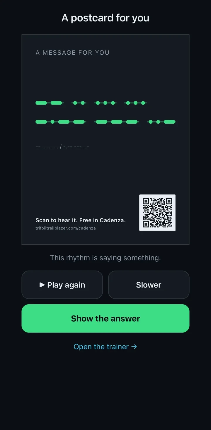 Cadenza Morse Code Trainer app screenshot