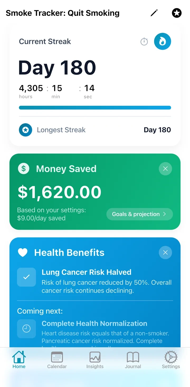 Smoke Tracker App Screenshot