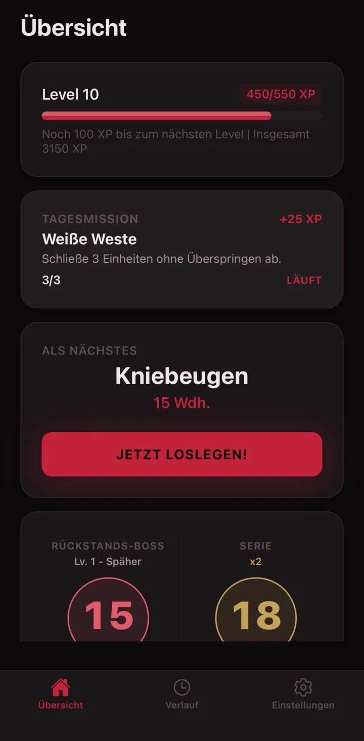 MicroReps desk workout reminder app screenshot