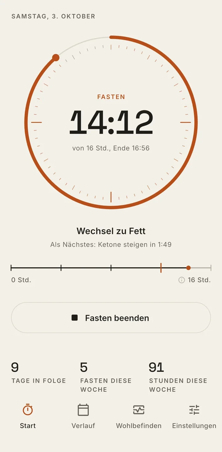Plainfast fasting timer screenshot