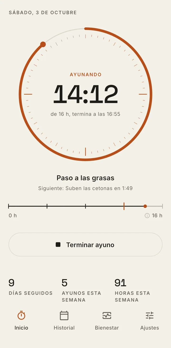 Plainfast fasting timer screenshot
