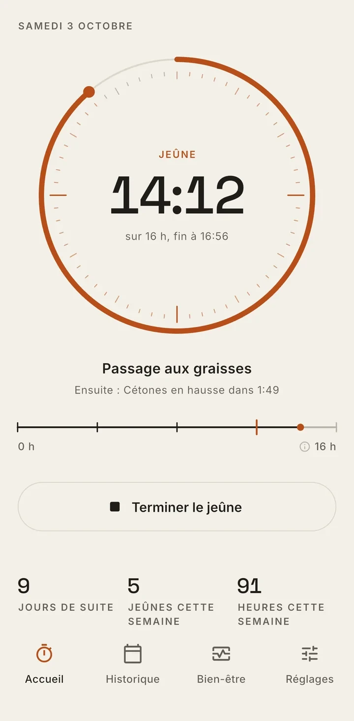 Plainfast fasting timer screenshot