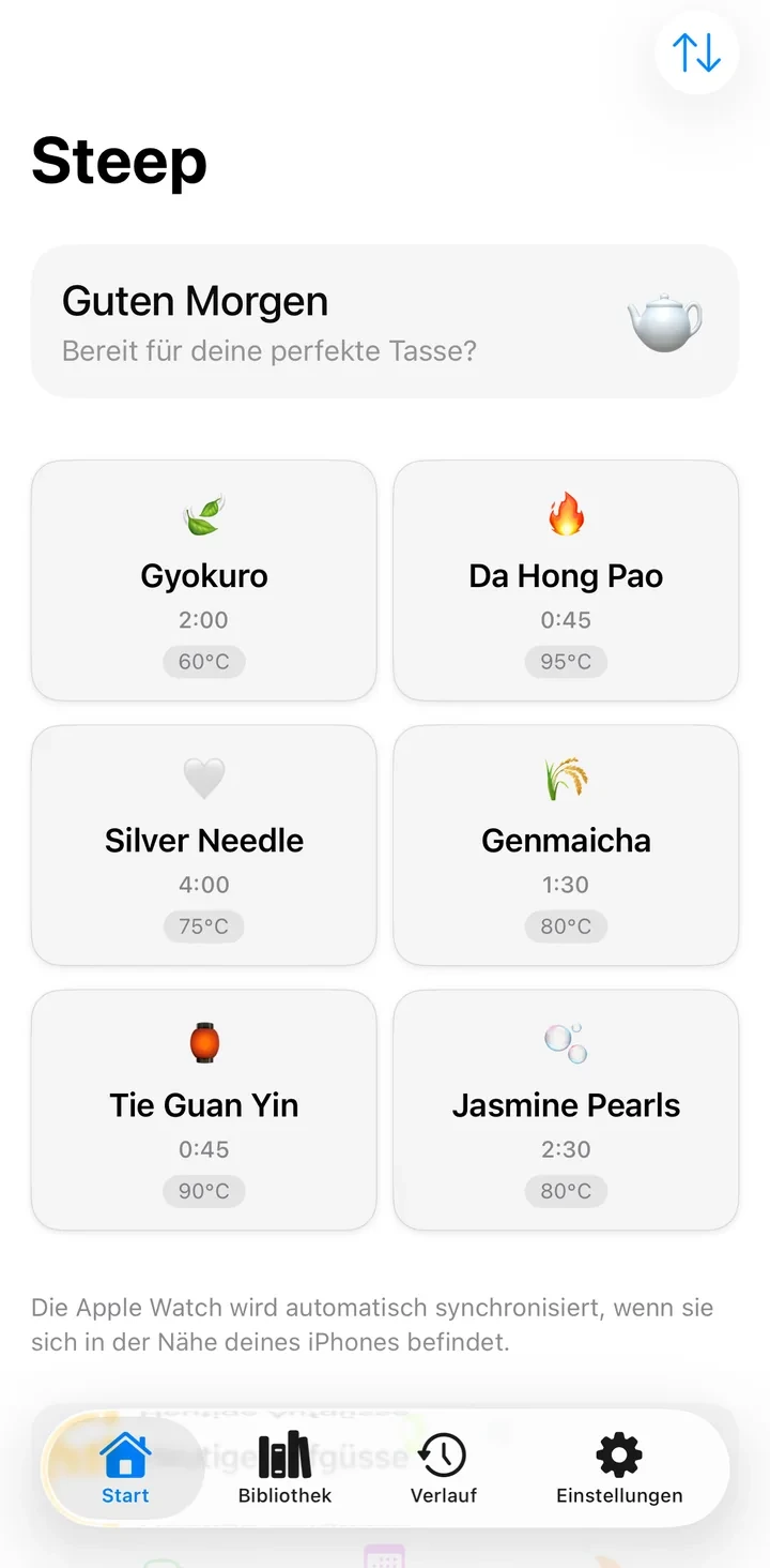 Tea Timer App Screenshot