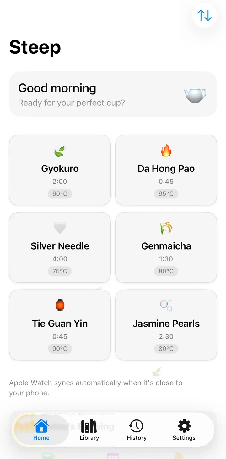 Steep Tea Timer App Screenshot
