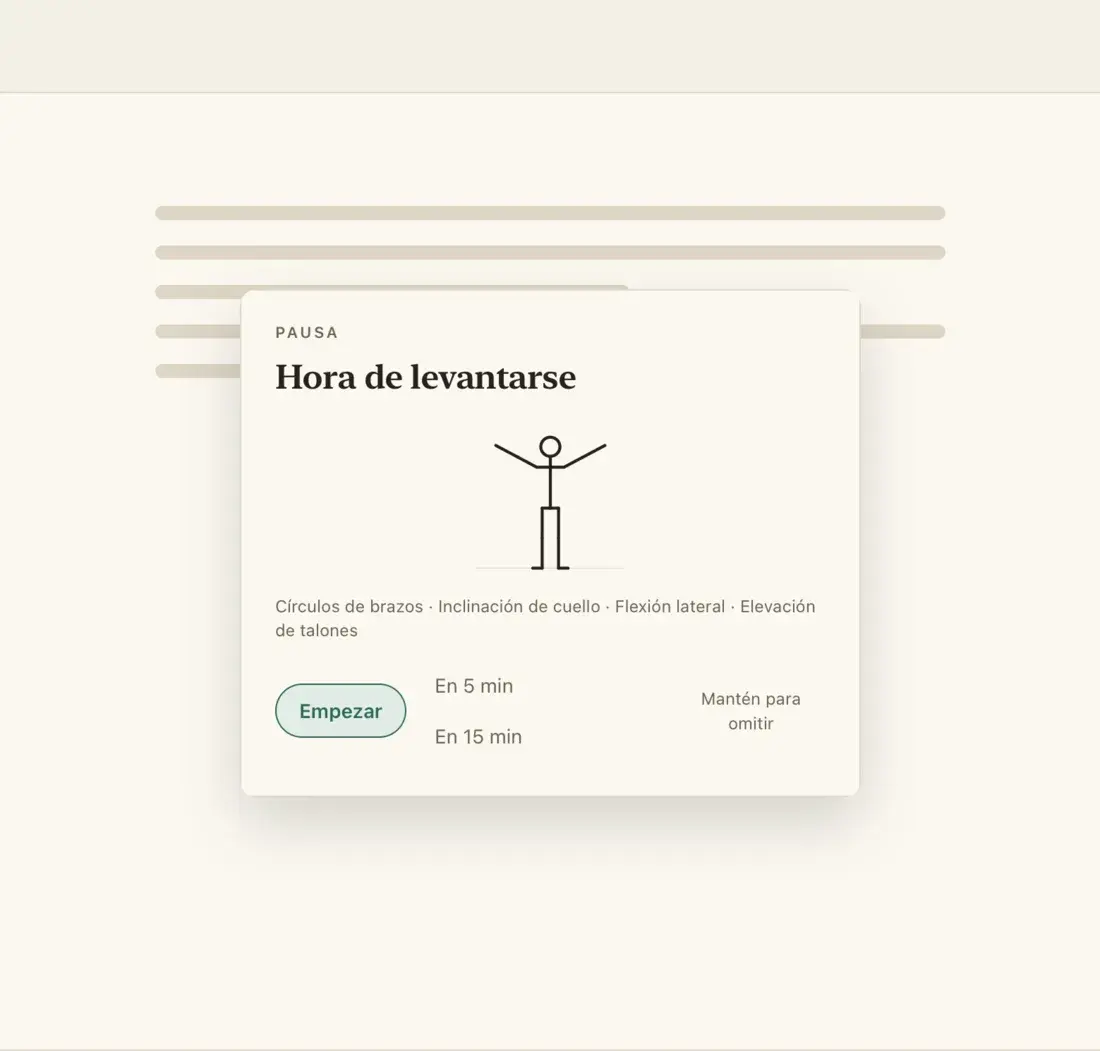 La tarjeta de pausa